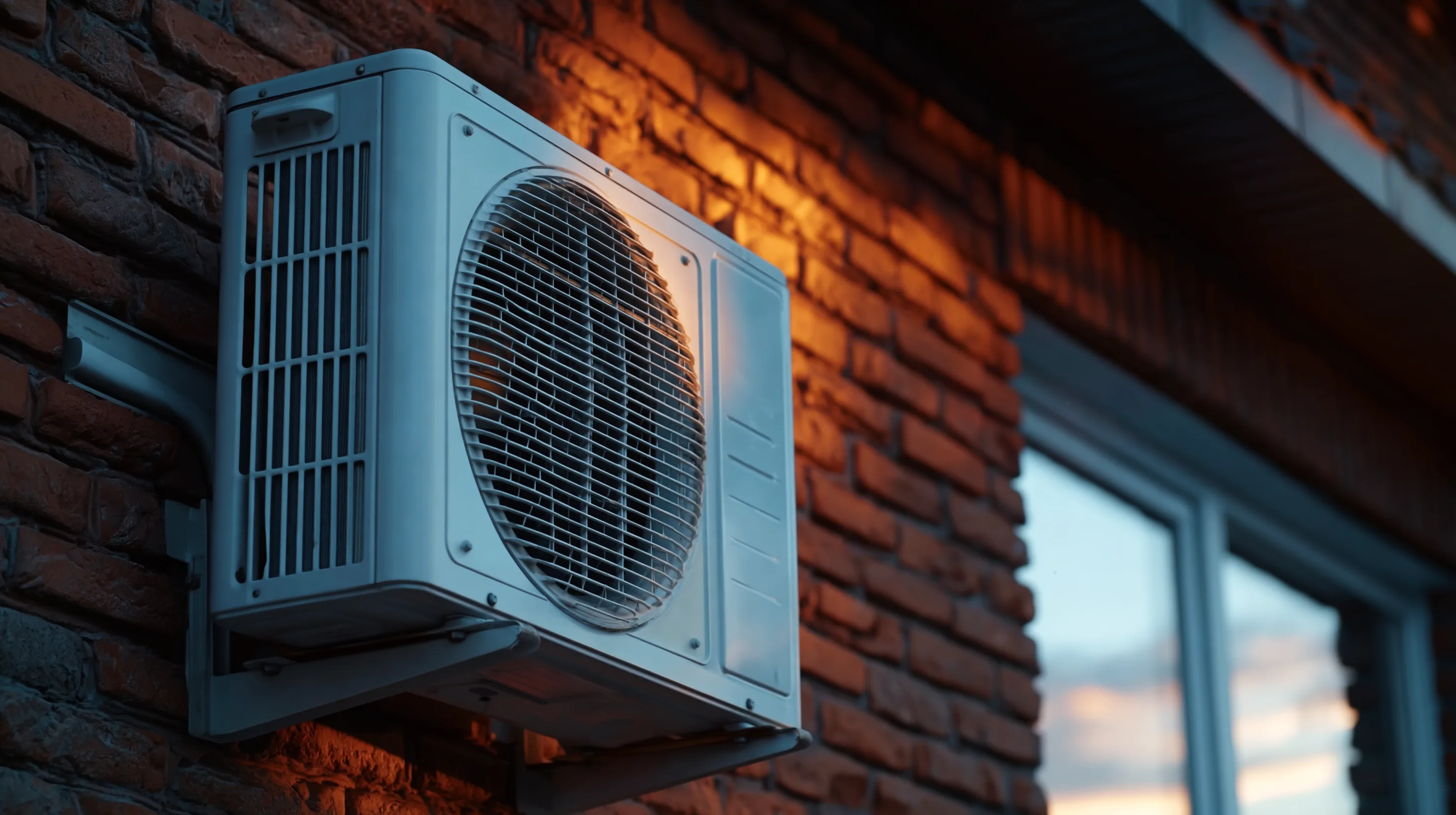 Airco buitenunit aan de gevel van een woning