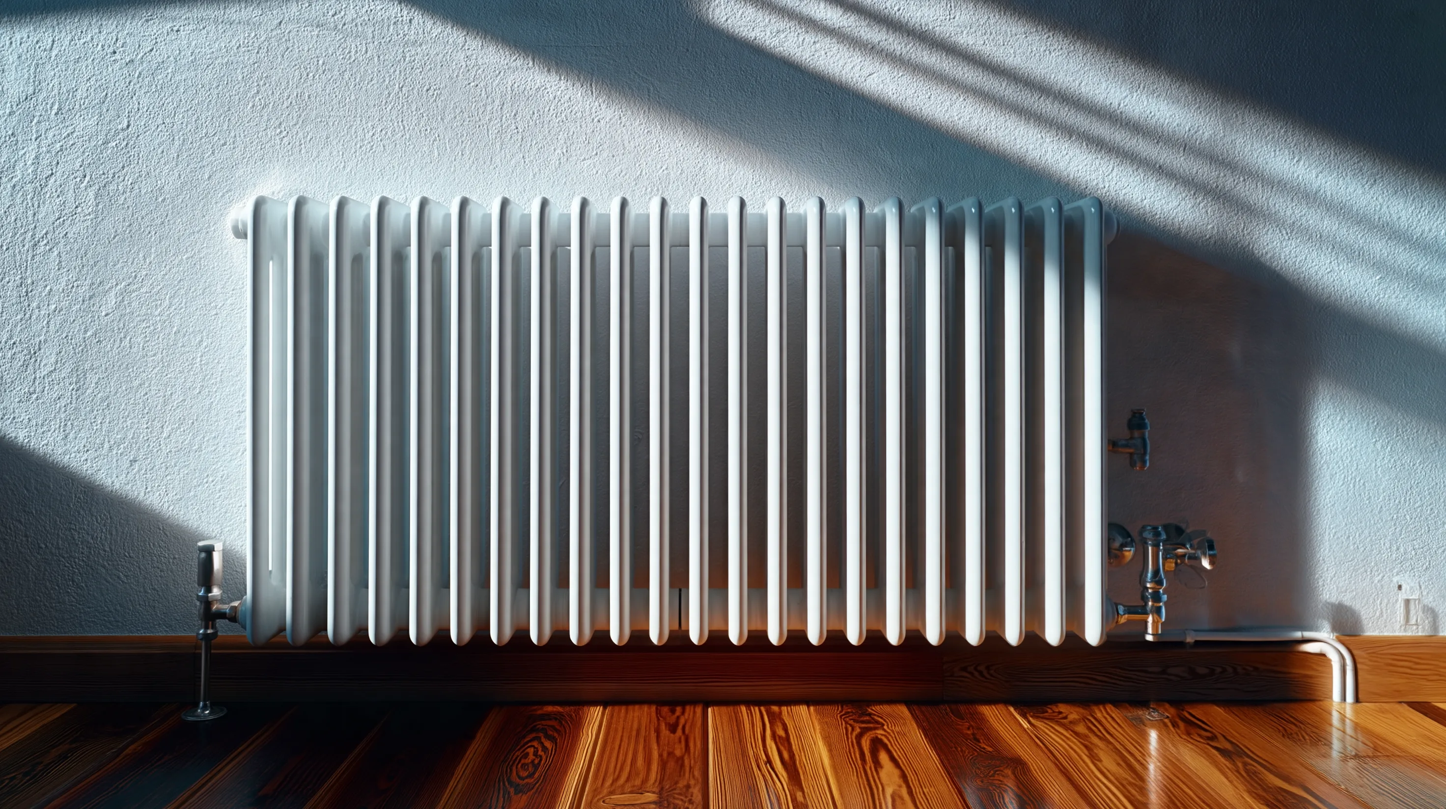 Witte radiator aan de muur van een woning